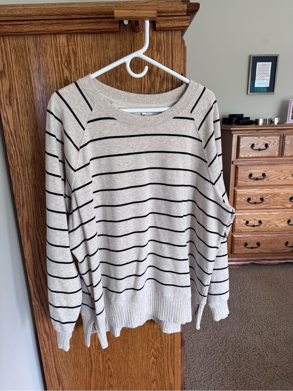Maurices Cream and Black Striped Willowsoft Sweatshirt